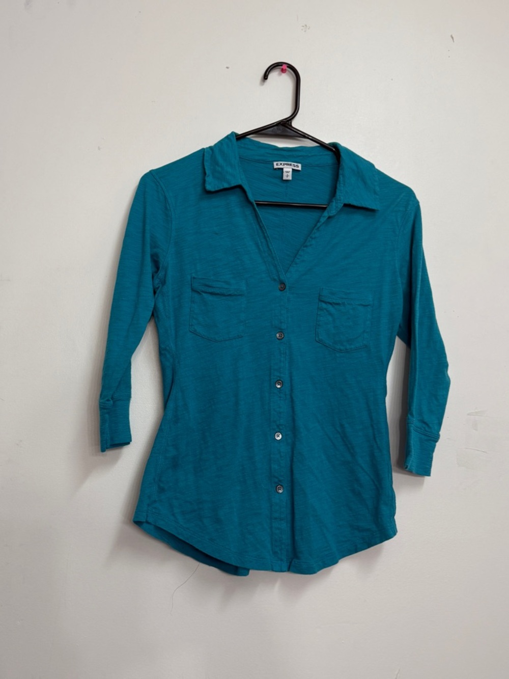 Express babydoll button up blouse layering blouse swan preppy half sleeve